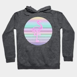 80's Retro Flamingo On Iridescent Color Sun Hoodie